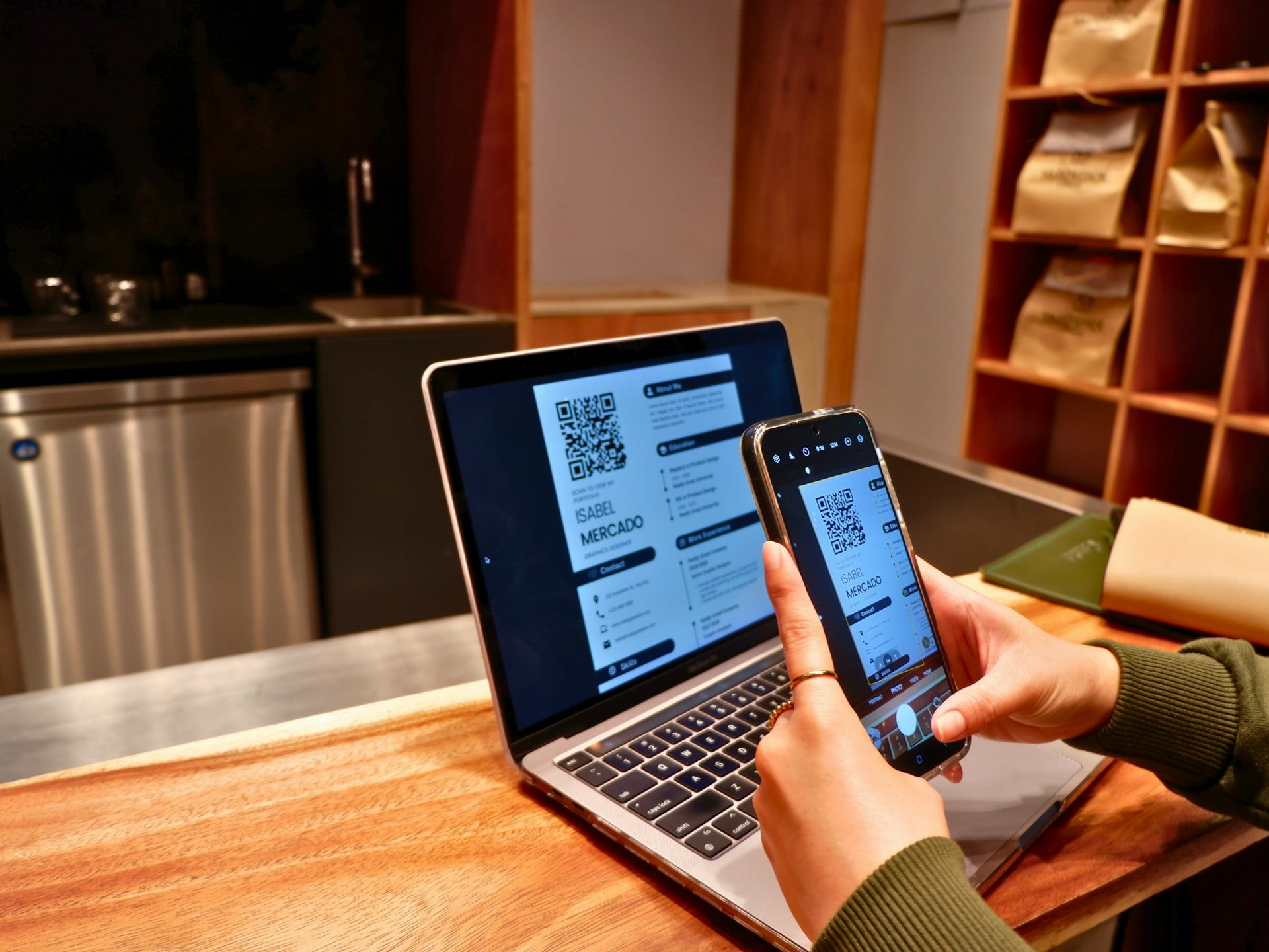 Someone using a QR Code