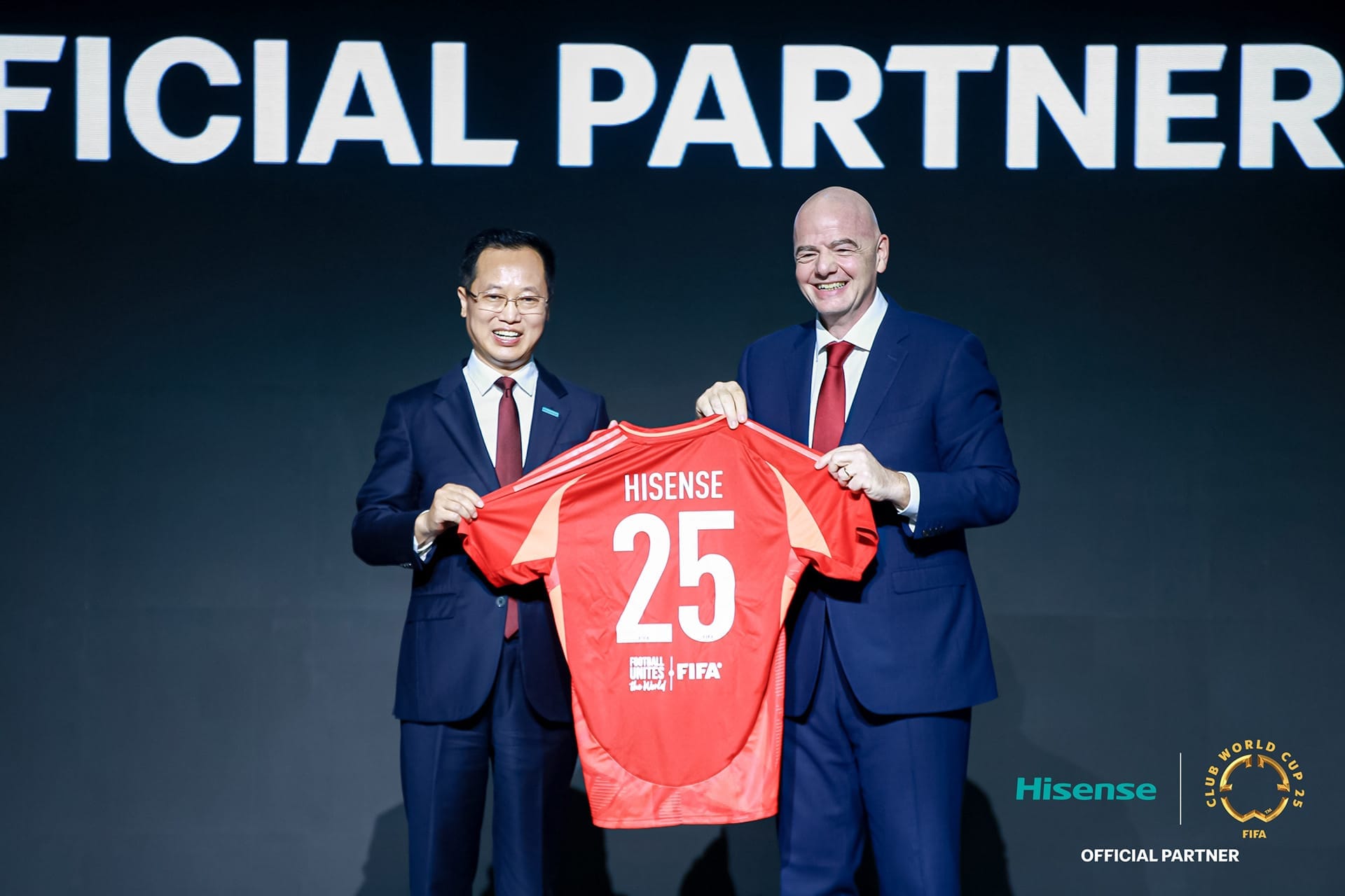 Infantino poses with HiSense shirt