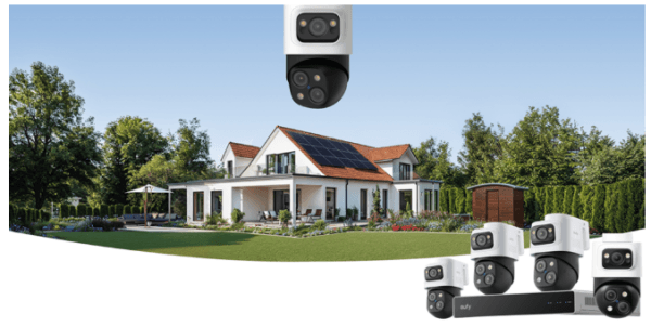Eufy camera animatie tekening rondom huis
